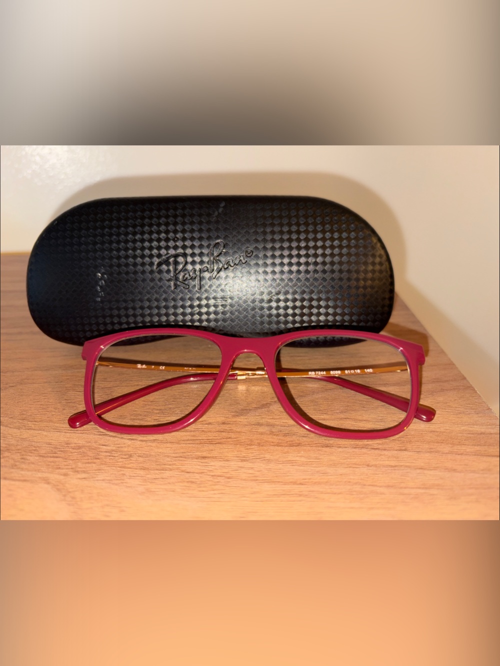 RayBan - nonprescription fashion glasses - berry with gold